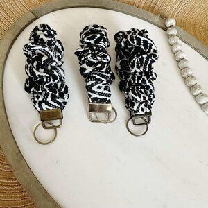 Black & White Diamond Scrunchie Keychain Wristlet